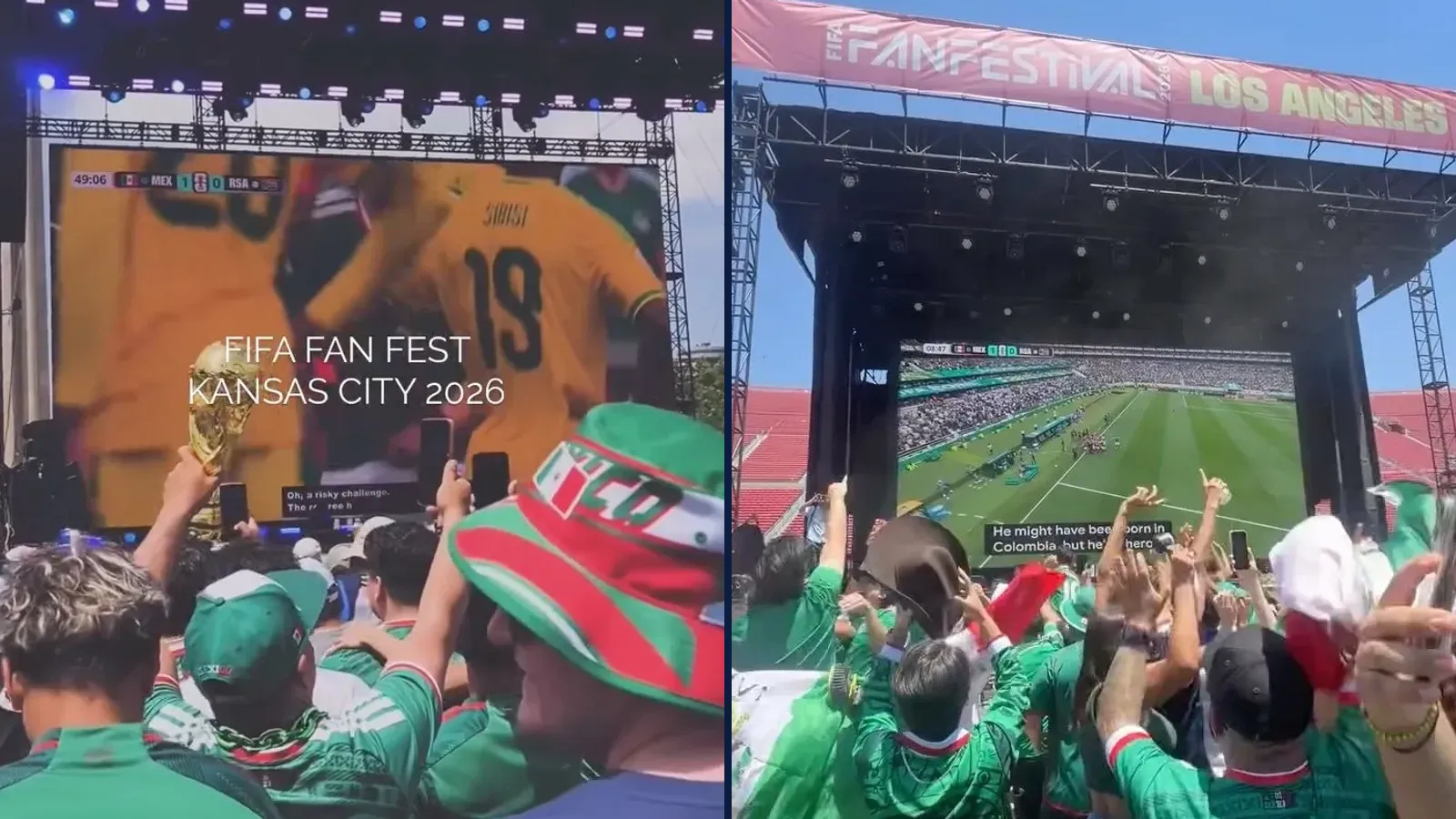 Live closed captions on the giant screens at the FIFA Fan Festivals in Kansas City and Los Angeles during a Mexico match